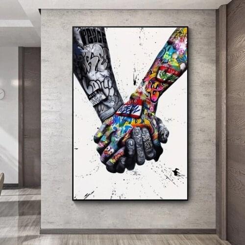 Lover Hands Graffiti Art Canvas Posters Street Art Canvas Paintings Inspiration Artwork Canvas Pictures For Living Room Cuadros