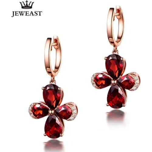 ML Natural garnet 18K Pure Gold Earring Real AU 750 Solid Gold Earrings Diamond Trendy Fine Jewelry Hot Sell New 2020