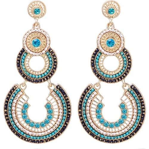 Fashion Big Round Earrings for Women Beads Crystal Boho Bohemian Earrings Fashion Jewelry kralen oorbellen