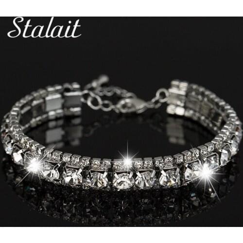 Fashion Geometric Cross Double Round Bracelets For Women Bow Mosaic Zircon Silver Color Wide Bracelet&Bangle Wedding Gift