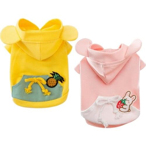 Pet Cartoon Clothes Dog Pineapple Hooded Clothing Warm Plush Autumn and Winter Cute Puppy Kitten Costume XS-XL