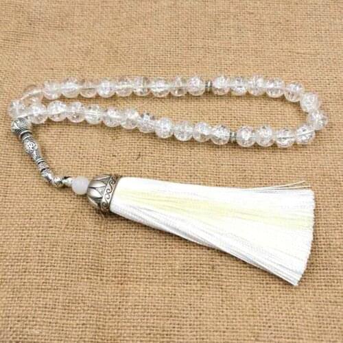 White Burst crystal Tasbih 33beads Muslim bangles misbaha special tassel Islamic bracelet 2020 New design Arab fashion jewelry