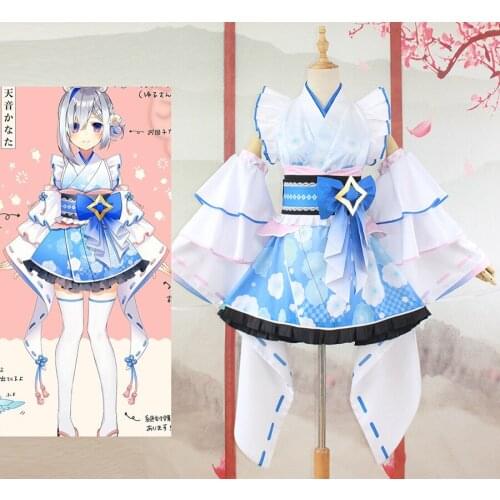 [Customized] Anime Hololive VTuber Amane Kanata Kimono Lolita Dress Party Cosplay Costume Halloween Women Free Shipping 2021 New