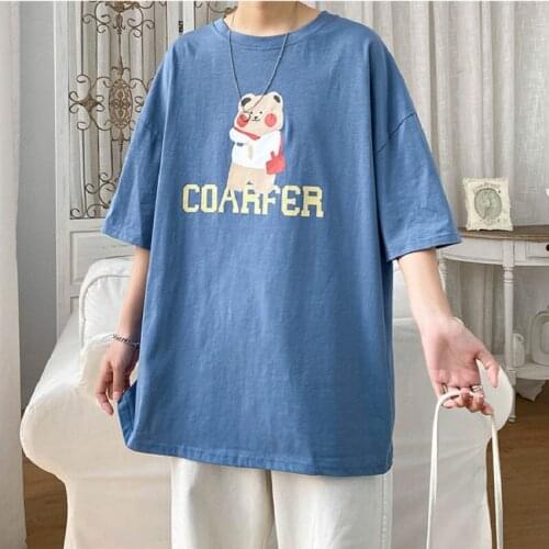 2021 New Mens Summer Casual Plus Size Cartoon Printed Short-sleeved T-shirt Fashion Trend Loose Round Neck T-shirt