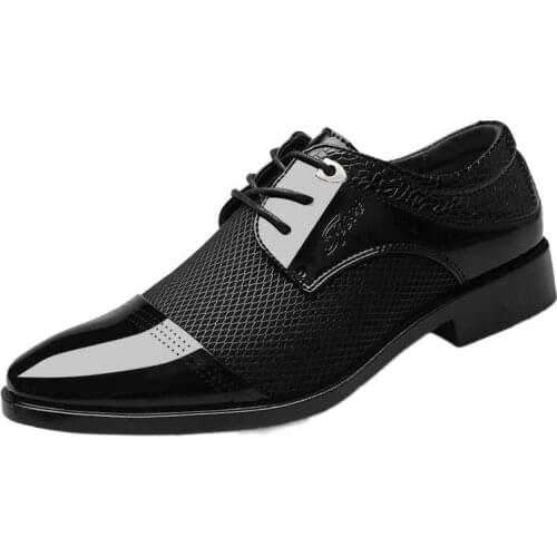 2021 Spring Autumn New Fashion Mens Dress Shoes Breathable Pointed Toe Slip-on Derby Shoes Wear-resisting Non-slip for Wedding