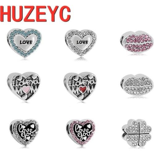 2pcs/lot New Stainless Steel Accessories Fit Pandora Charms Bracelets DIY Original Beads Jewelry Star Love Heart Pendant