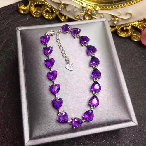 New Luxury 100% Natural and Real Amethys Bracelet 925 Sterling Silver Amethys Bracelet
