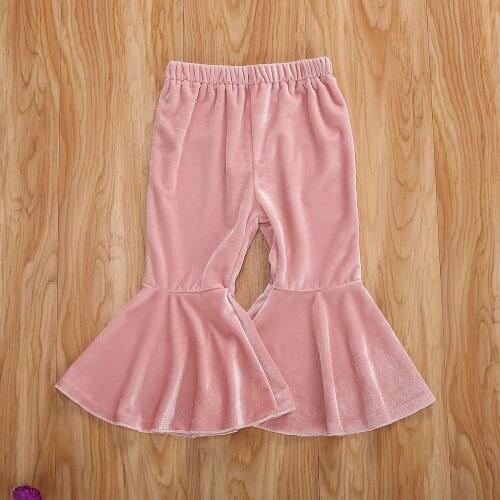 Solid Velvet Flare Trousers Kids Baby Girls Pants Autumn Winter Clothes For Children Girls Warm High Waist Leggings Clothes