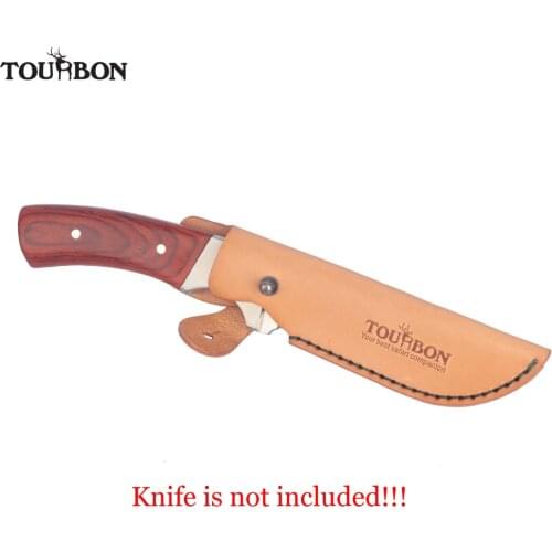 Tourbon Hunting Fixed Blade Knives Sheath Cover Genuine Leather Knife Scabbard with Button Closure Belt Slot