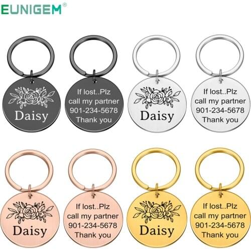 Double-Sided Engraved Pet ID Dog Tags Keychain Dog Collar Accessories Decoration Cat Collars Stainless Steel Dog Customized Tags