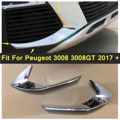 Lapetus Front Head Fog Lights Foglight Lamp Cover Trim Chrome / Carbon Fiber ABS Fit For Peugeot 3008 3008GT 2017 2018 2019 2020