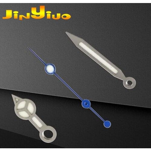 Silver hour & minute hands Blue Second hand Green luminous Watch Hands Fit For NH35 NH36 Movement Watch Repair Accessories
