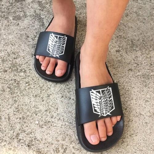 Attack on Titan Print Anime Men Summer Slippers Shingeki Kyojin Cosplay Slides Beach Sandals Outside Non-slip Flip Flops X9170