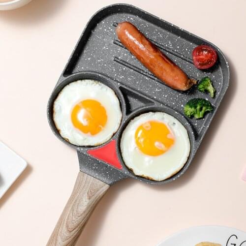 Home Breakfast Frying Pan Frying Egg Meatloaf Mould 3 Compartment Non-Stick Frying Pan Pancake Maker Frying Pan Non Stick Pan