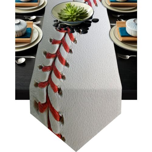 Sport Baseball Texture Red White Table Runners Home Kitchen Dining Tablecloths Wedding Party Table Decoration Table Runner