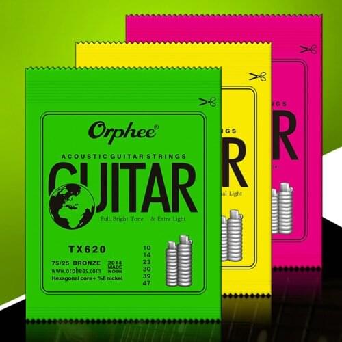 Acoustic Guitar Strings For Folk Hexagonal Carbon Steel Metal String Guitar Parts Accessories 10-47 11-52 12-53 Medium Gauge