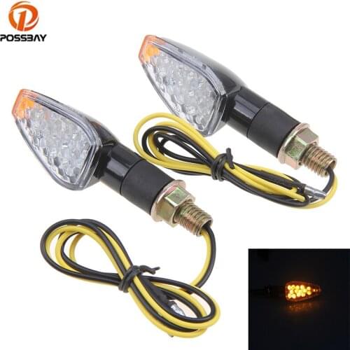 POSSBAY Universal Motorcycle LED Turn Signal Light Amber Blinker Indicator Lamp Motocross Cafe Racer Lighting 12V Fit for Yamaha