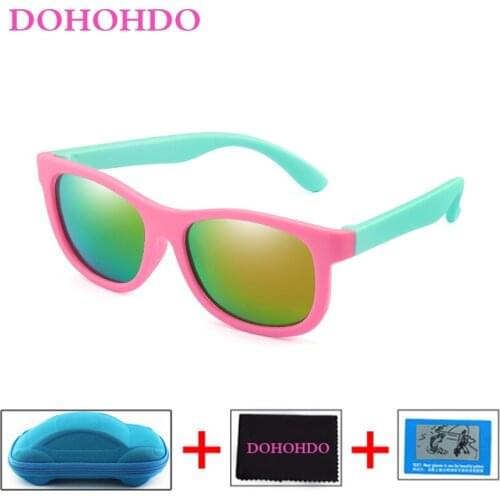 DOHOHDO High Quality Polarized Kids Sunglasses TR90 Children Boys Girls Glasses Fashion Safety Sun Glasses Gafas Car Case UV400