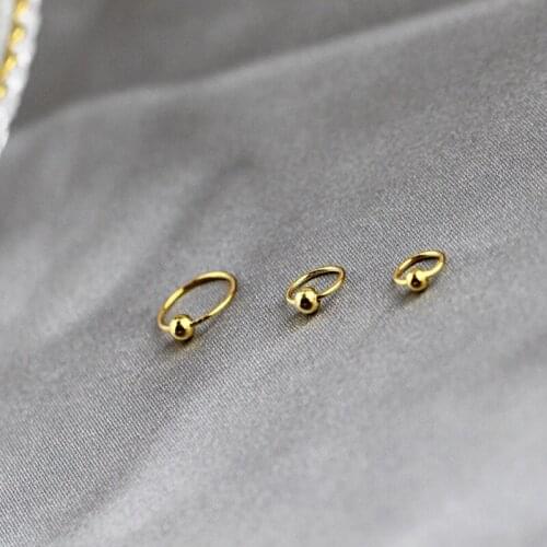 WTLTC 925 Sterling Sliver Tiny Ball Huggie Hoop Earrings Mini Helix Cartilage Earrings Small Bead Ear Piercing Earrings Minimal