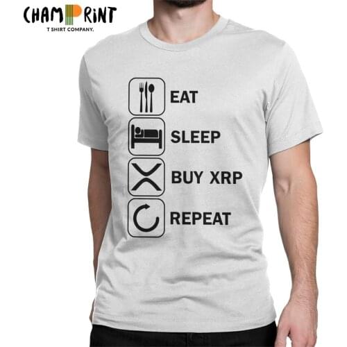 Funny Ripple HODL Crypto T-Shirts Men Round Collar Cotton T Shirt Eat Sleep Buy Xrp Short Sleeve Tees Printing Clothing