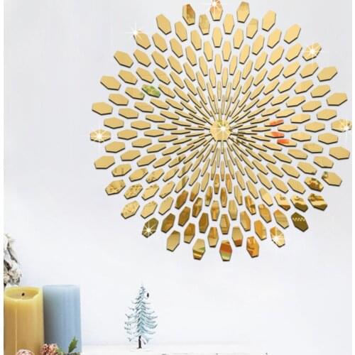 Sun Mirror Wall Sticker 3D TV Background Stickers DIY Wall Decor Decal Stickers Art Mural Bedroom Bath Room Decoration Mirror