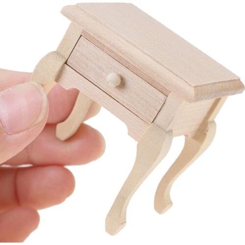 1/12 Dollhouse Miniature Wooden Bedroom Bedside Cabinet Furniture Accessories