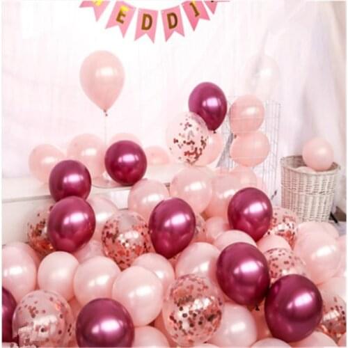 10/20pcs 10inch transparent rose gold confetti balloons pearl pink balloons wedding birthday party decor chrome metallic globos