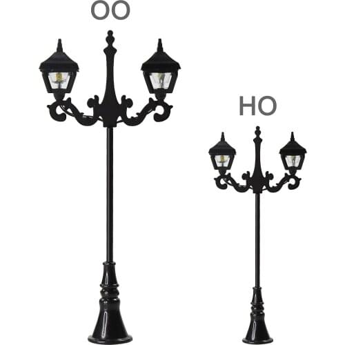 10pcs Model Railway OO HO N Scale Street Lights Lamps Two-heads Vintage LEDs Warm White LFT08