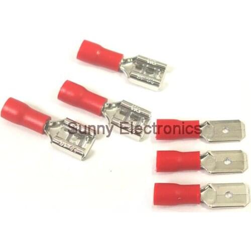 100 set 4.8mm Female/Male Insulated Wire Terminal Connectors 22-16 AWG