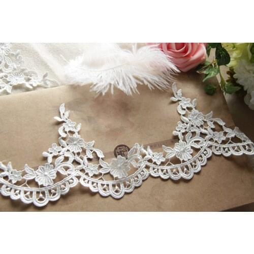 2Yard/LOT White Embroidered Lace Trim Bridal Wedding Decoration Material Width 9cm Free Shipping Z712