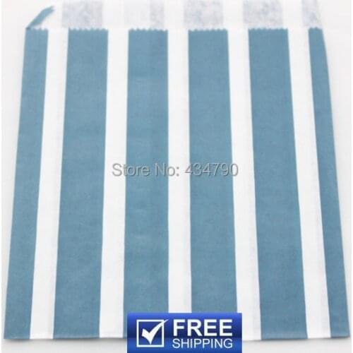 200pcs Vertical Striped Paper Party Bags Navy and White Bulk Wholesale-Kids Candy Favor Treat Gift Goodie Bag-Choose Your Colors
