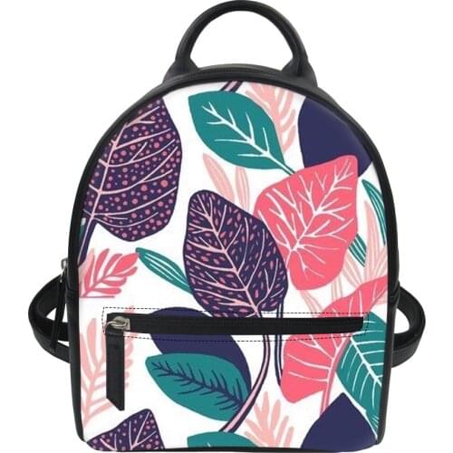 2019 New Style Unique Leaf Print Fashion Backpacks for Woman Teens Girls Small Casual Daypacks for Travel Shopping School Bags