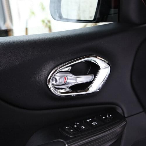 FOR Jeep Cherokee KL 2014 2015 2016 2017 2018 ABS Plastic Car inner door Bowl protector frame panel Cover Trim 4pcs