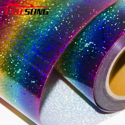 50CM*100CM/Lot Premium Laser Heat Transfer Vinyl Iron-on Sheets Clothing Cutting Plotter DIY T-shirt,Multi Rainbow Color