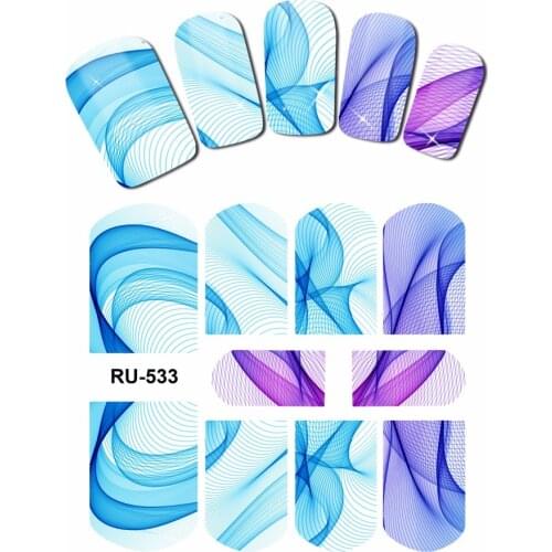 UPRETTEGO NAIL ART NAIL WATER STICKER DECAL FULL COVER RAINBOW MULTI COLORS GRANDIENT SATIN LACE SILK MESH PATTERN RU529-534