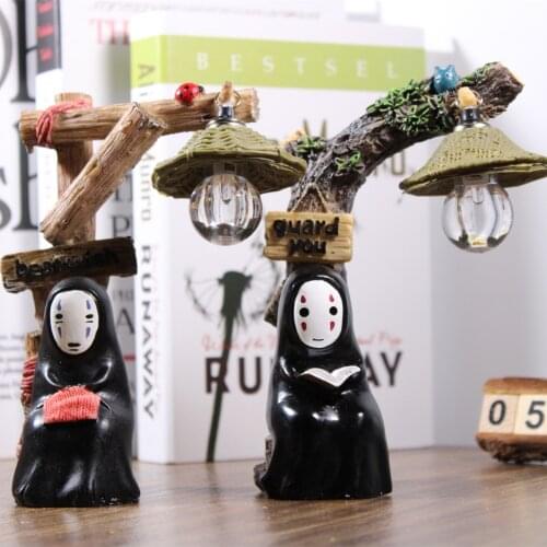 Anime Spirited Away faceless men LED night light Lamp Kids Studio Ghibli PVC Action Figure Resin Collection Model Toy Doll Gifts
