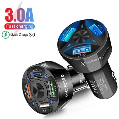 3A Car Chargers 3/4 Ports Fast Charging QC 3.0 Phone Charger Adapter For Samsung Huawei Xiaomi Universal USB Car-charger Adapter