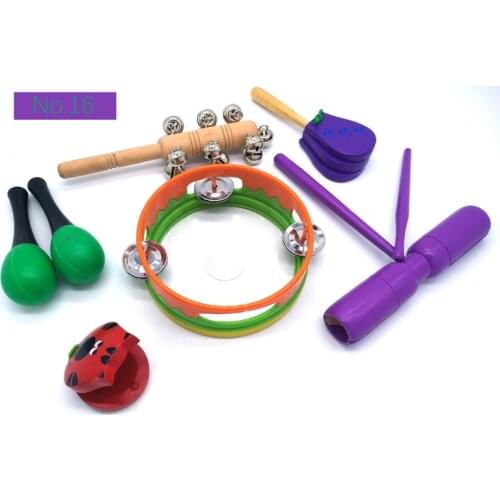 BIG SALE 6pc new musical instruments toy set wooden percussion instruments for baby preschool kids music rhythm educational