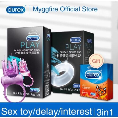Durex Pleasure/Vibrating Ring Durable Penis Rings Adult Men Ejaculation Delay Cock Ring Lasting Firmer Longer Erect Sex Toys
