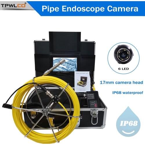 Pipline Inspection Camera 7 Inch HD Monitor 17mm 20m Cable Drain Industrial Endoscope for City Sewer/Water Supply Pipe