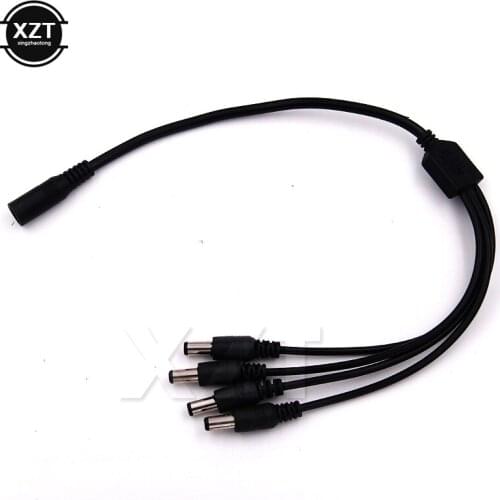 Hot 10pcs/lot 5.5x2.1mm DC Power Cable 1 Female to 4 Male Plug Splitter Adapter for Security CCTV Camera