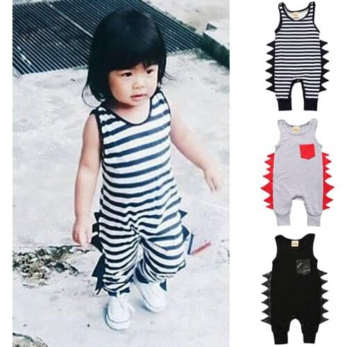 Newborn Sleeveless Romper Cotton Jumpsuit Clothing Summer Dinosaur Infant Cartoon Outfit Baby Boys Girls Costume 2020 New