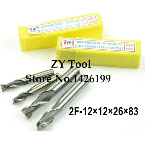 High Quality 5pcs End Mill 12.0mm Two 2 Flute HSS & Aluminium End Mill Cutter CNC Bit, Milling tools,12*12*26*83