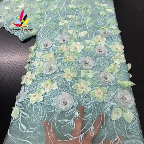 3D Flower Lace Fabric Embroidery Brown Color Elegant French Nigerian Latest Design Style High Quality New Style