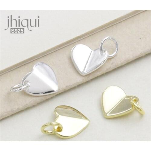 1PC 925 Sterling Silver Creative Heart Shape Charm Pendant for DIY Bracelet Necklace Making PURE Silver Fine Jewelry Finding