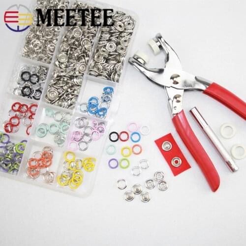 Meetee 100/150/200sets 9.5mm Colors Metal Prong Ring Buttons Baby Clothing Snap Sewing Craft Install Tool accessories AP642
