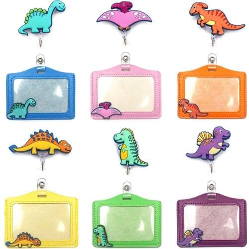 Cute Candy Color Dinosaur Badge Scroll Nurse Office Reel Character Scalable Student Exhibition Business Card Badge Holder
