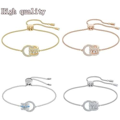 Fashion Jewelry High Quality SWA Exquisite Crystal Rotating Beads Exquisite Charm Womens Bracelet Temperament Noble Gift