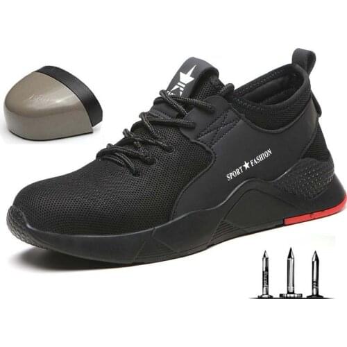 Men Boots Steel Toe Safety Shoes 2019 Breathable Anti-smashing Puncture Construction Lightweight Work Shoes Male Casual Sneaker