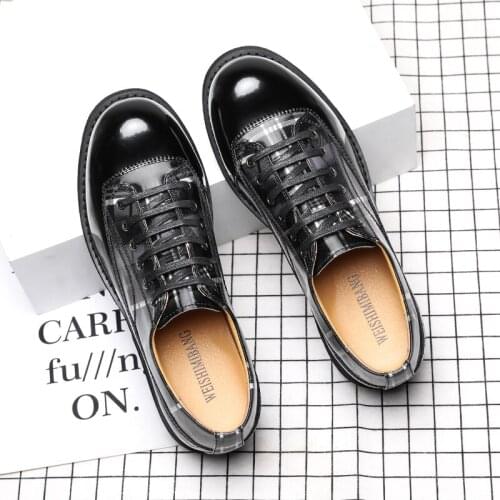 2021 Men Leather Shoes Casual business lace up fashion Cool Young Man Shoes Footwear Brogue Shoes lace up Dress sneakers